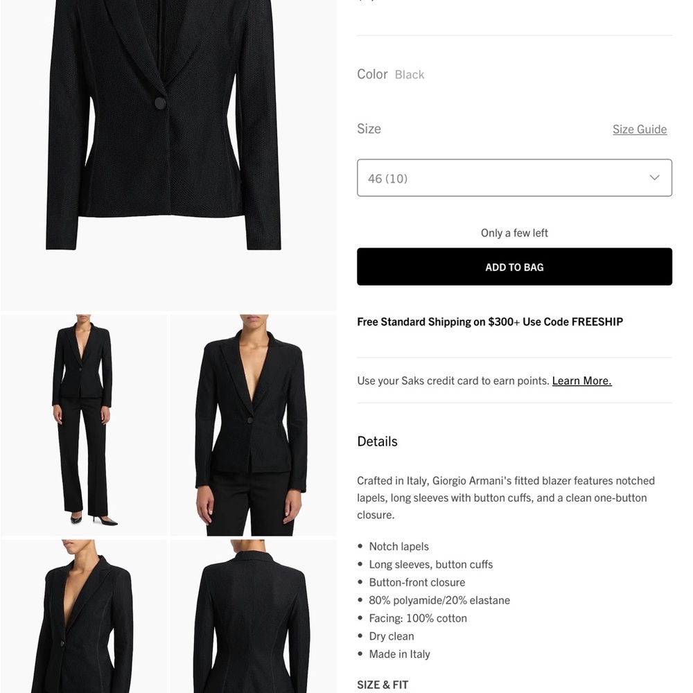 Giorgio Armani Women's Elegant Black Blazer